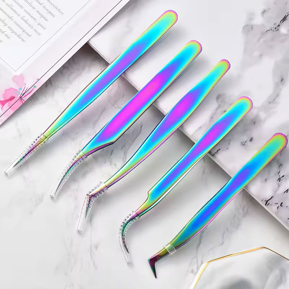 4 قطعة قوس قزح الرموش الملقط م - مراجعة Nail Art Rainbow وسعره