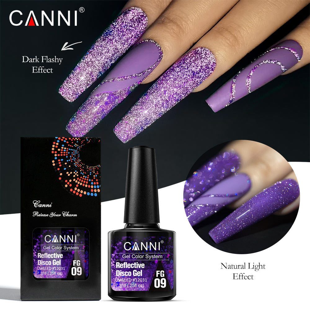 Canni جل عاكس تأثير مشرق حفلة  - مراجعة Nail Art Rainbow وسعره